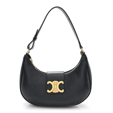 Smooth Calfskin Medium Strap Ava Triomphe Shoulder Bag Black