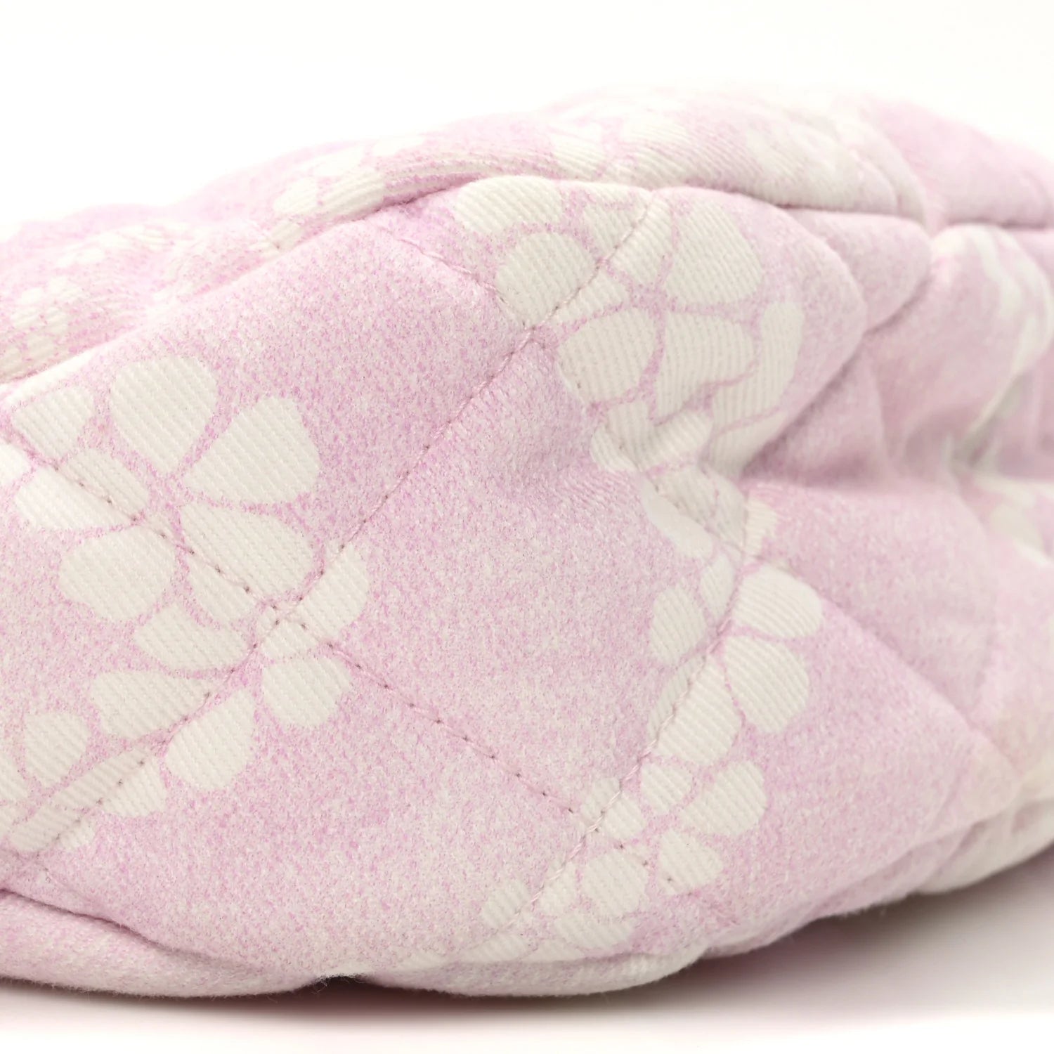 Printed Denim Quilted Large Hobo Bag Light Pink White