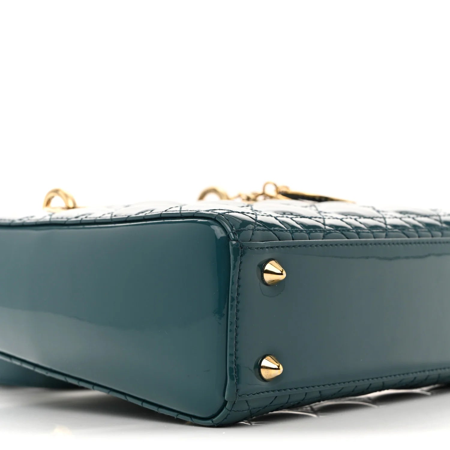 Patent Cannage Small Lady Dior Turquoise