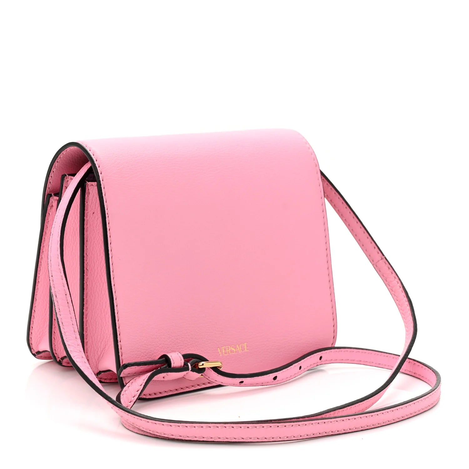 Grained Calfskin La Medusa Flap Shoulder Bag Pink