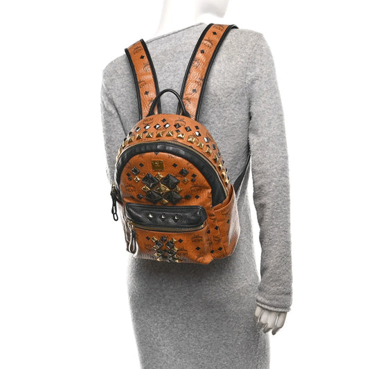 Visetos Studded Colorblock Small Stark Brock Backpack Cognac Black