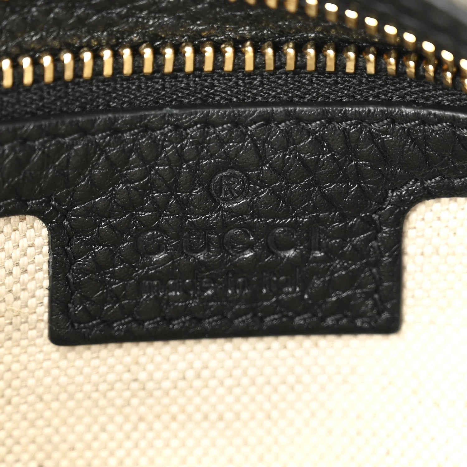 Grainy Calfskin GG Embossed Emblem Small Half Moon Shoulder Bag Black