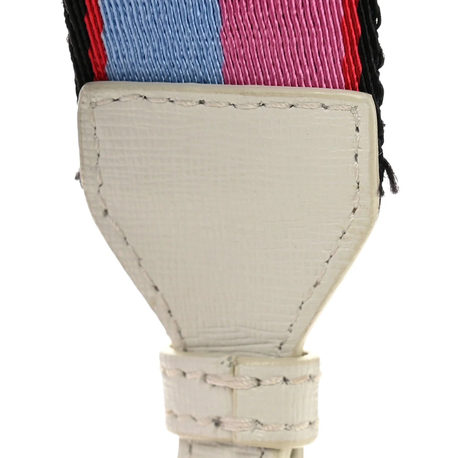 Saffiano Striped Mini Diag Binder Clip Bag White