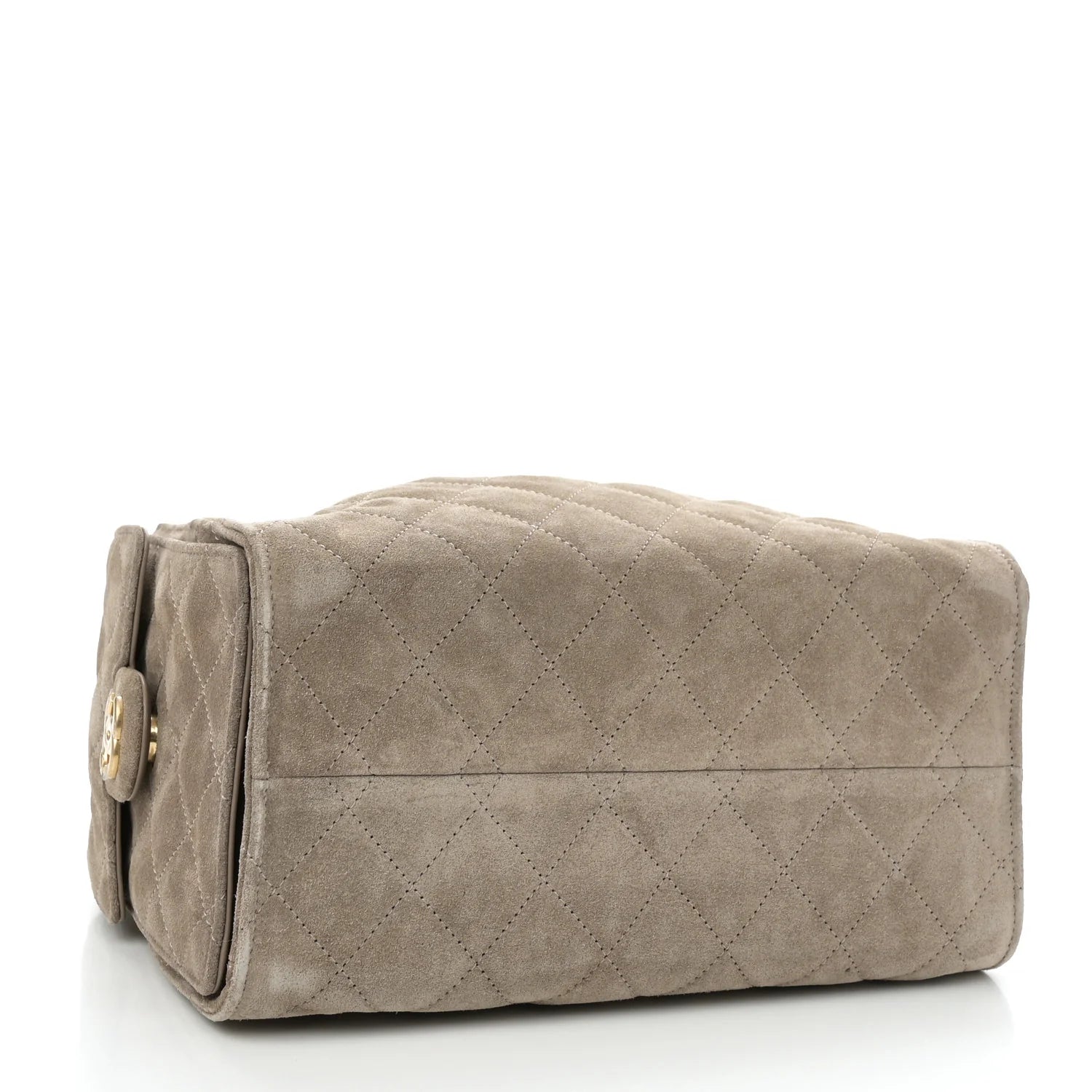 Suede Quilted Small  25 Handbag Dark Grey