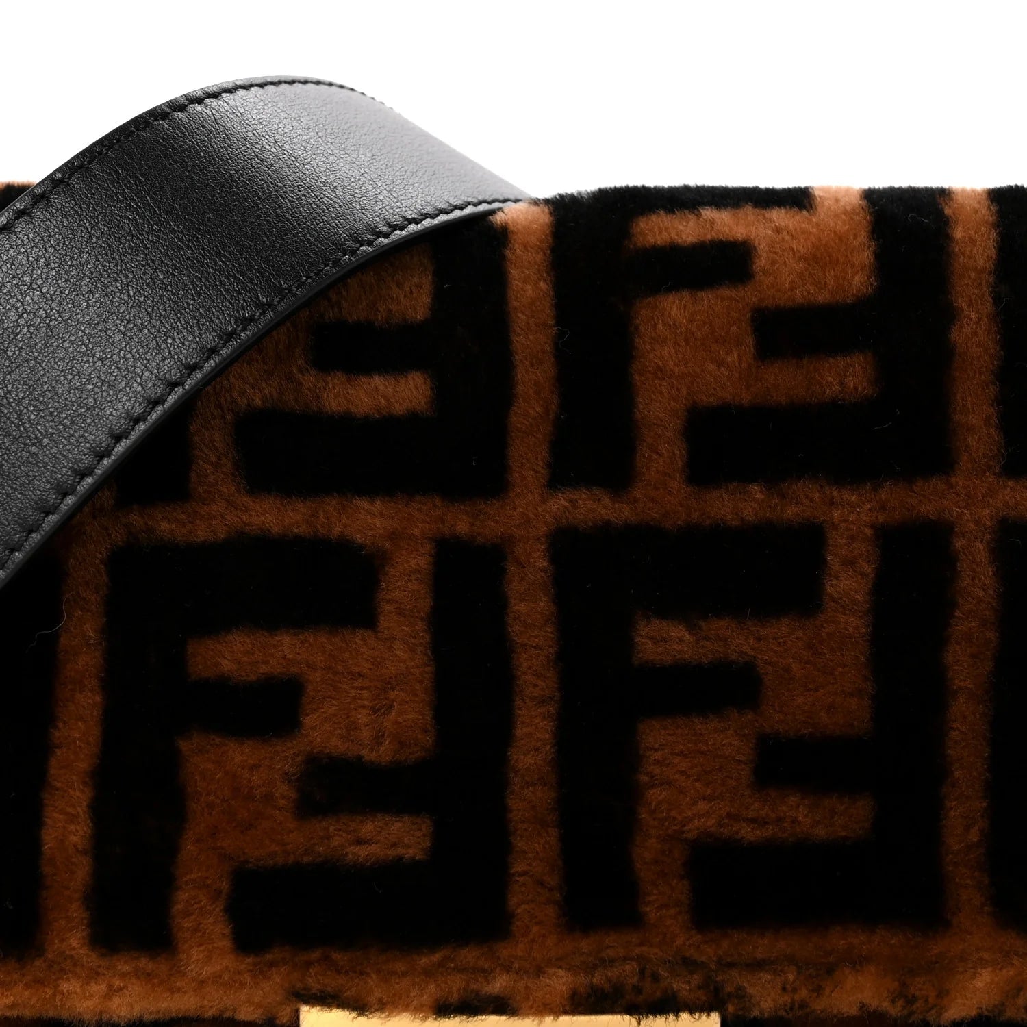 Shearling Vitello Dolce Macro FF 1974 Baguette Tobacco Black