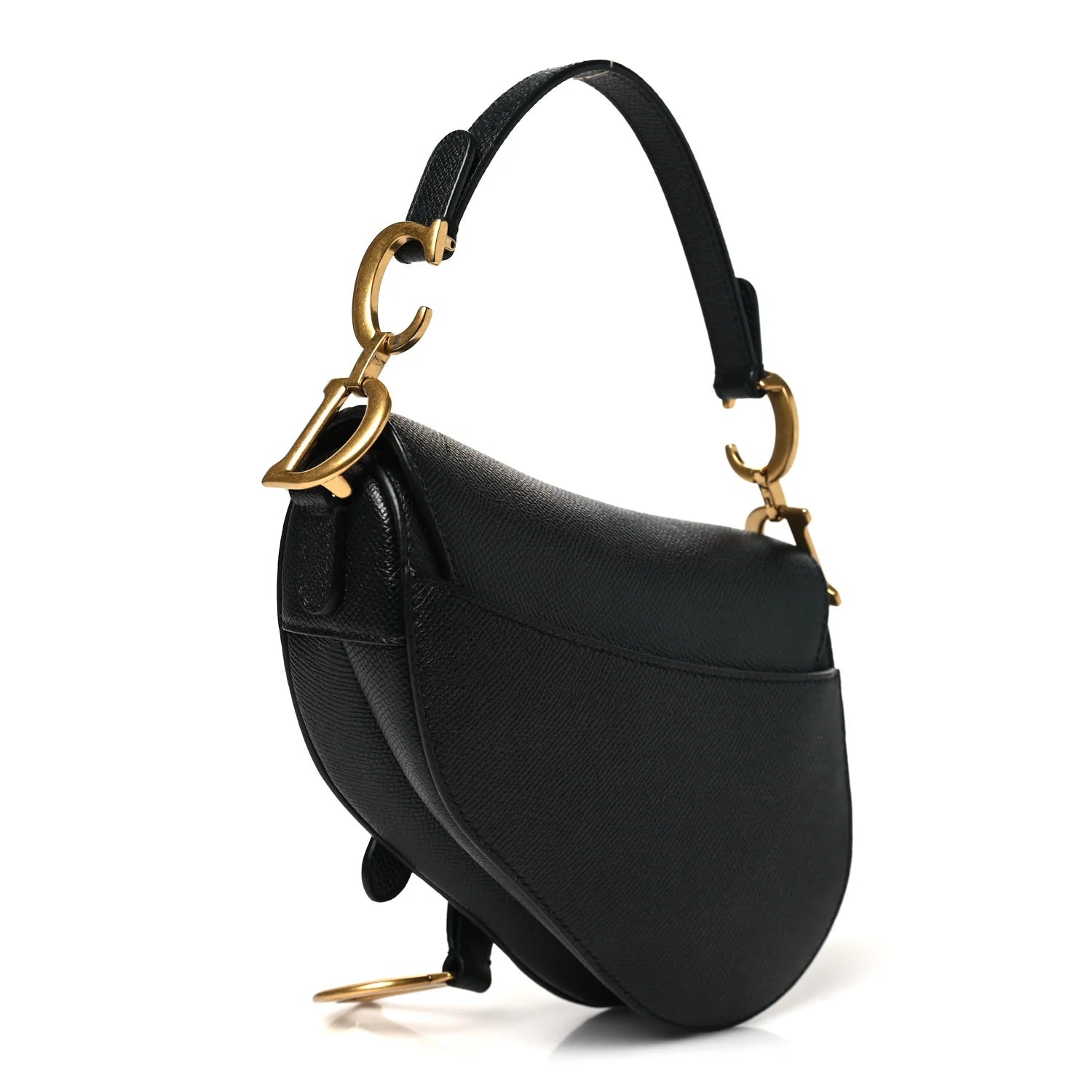 Grained Calfskin Mini Saddle Bag Black