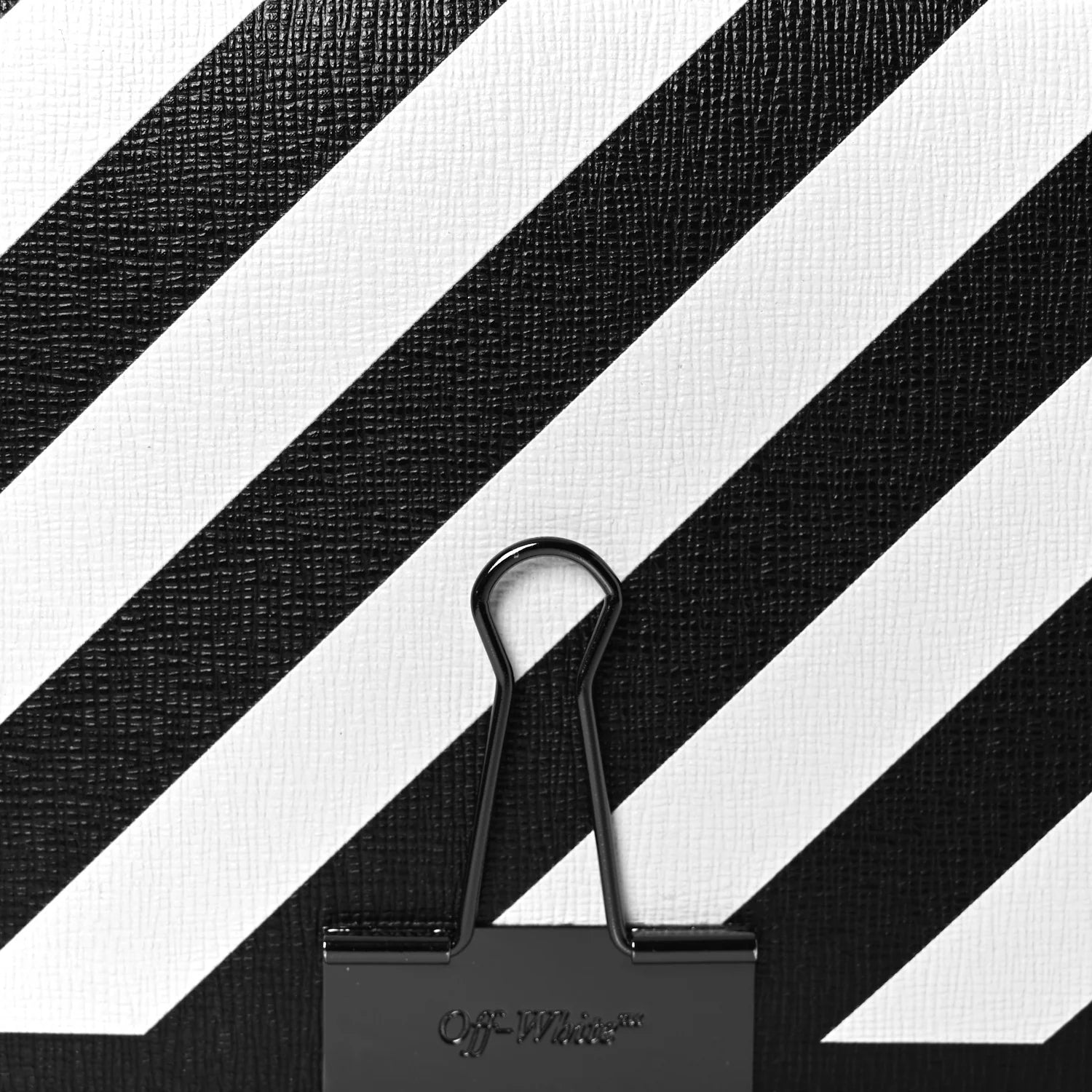 Saffiano Striped Mini Diag Binder Clip Bag Black White Yellow