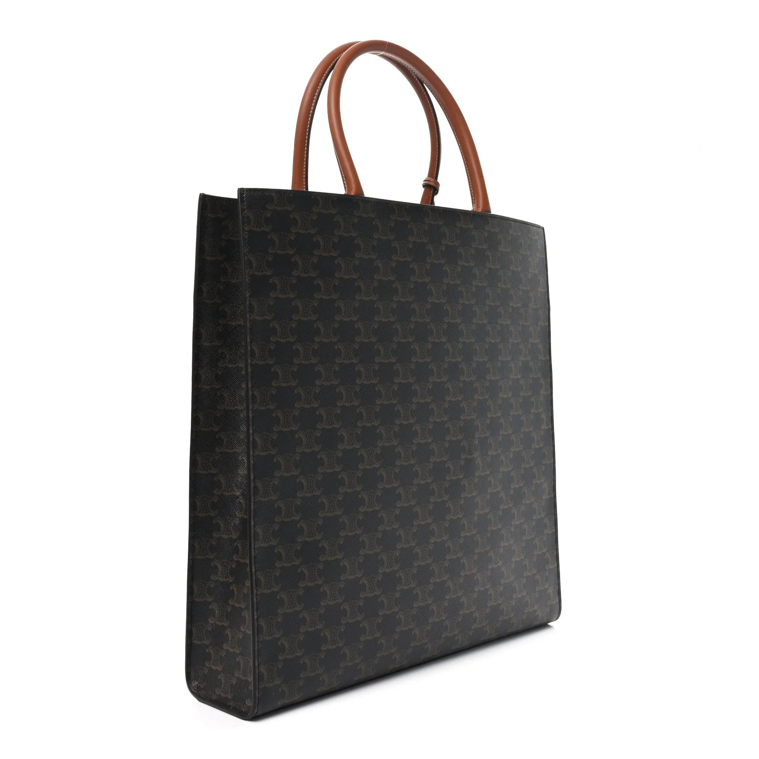 Triomphe Canvas Calfskin Large Vertical Cabas Tan