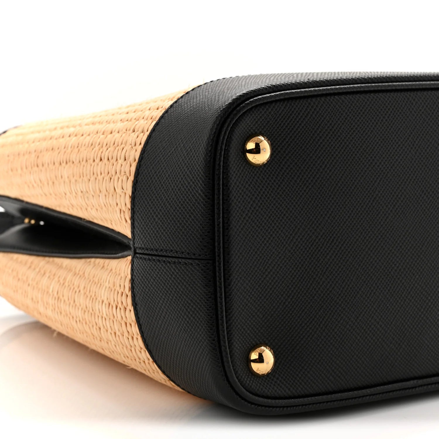 Paglia Saffiano Medium Panier Bucket Bag Naturale Black