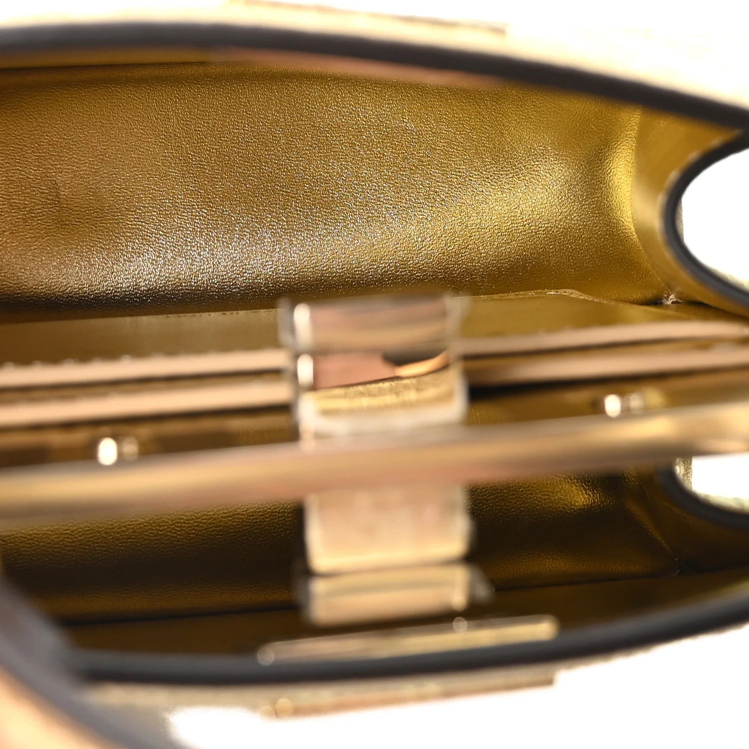 Crystal Vitello Laminato FF Petite Peekaboo I SEE U Satchel Crystal Platinum Light Gold