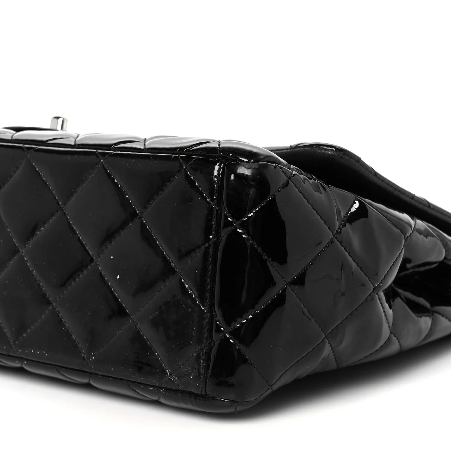 Patent Quilted Maxi Single Flap Black