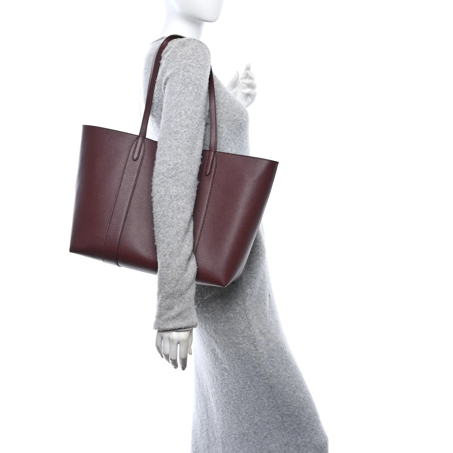 Small Classic Grain Bayswater Tote Burgundy Oxford Blue