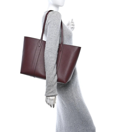 Small Classic Grain Bayswater Tote Burgundy Oxford Blue