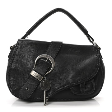 Pebbled Calfkskin Braided Medium Gaucho Double Saddle Bag Black