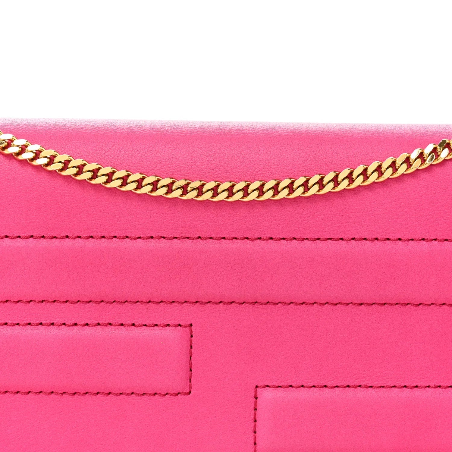 Vitello Flamingo Tube Wallet on Chain Fuchsia