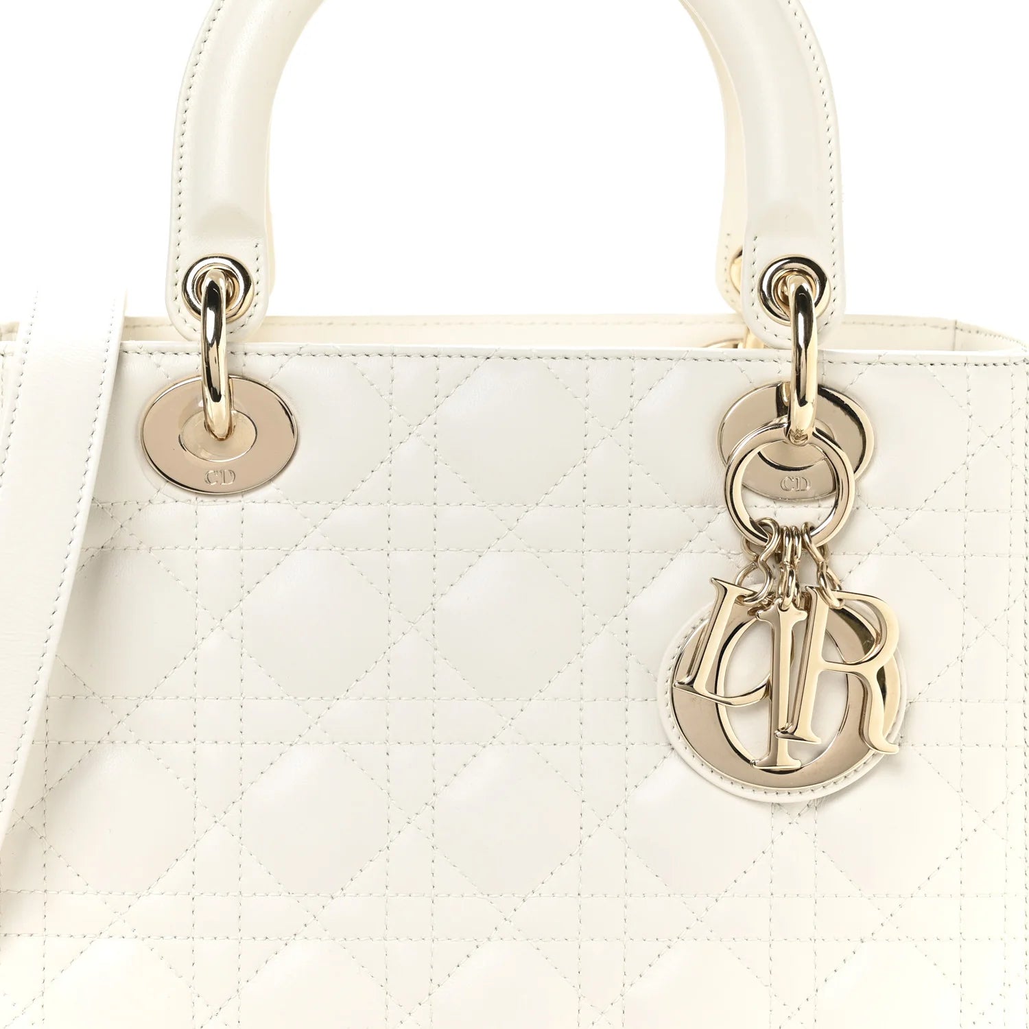 Lambskin Cannage Medium Lady Dior White