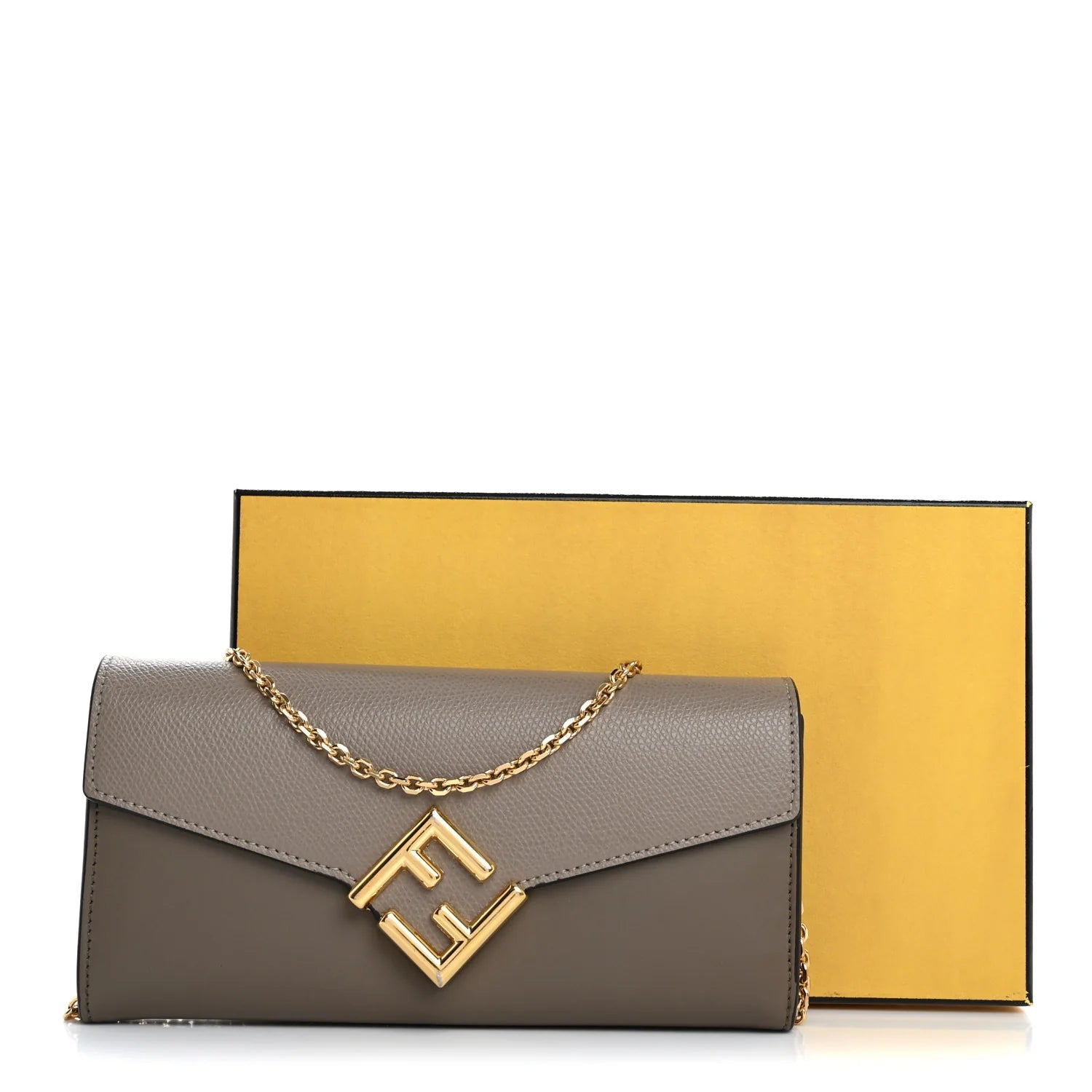 Vitello King Cruise FF Diamonds Continental Envelope Wallet on Chain Truffle Dove