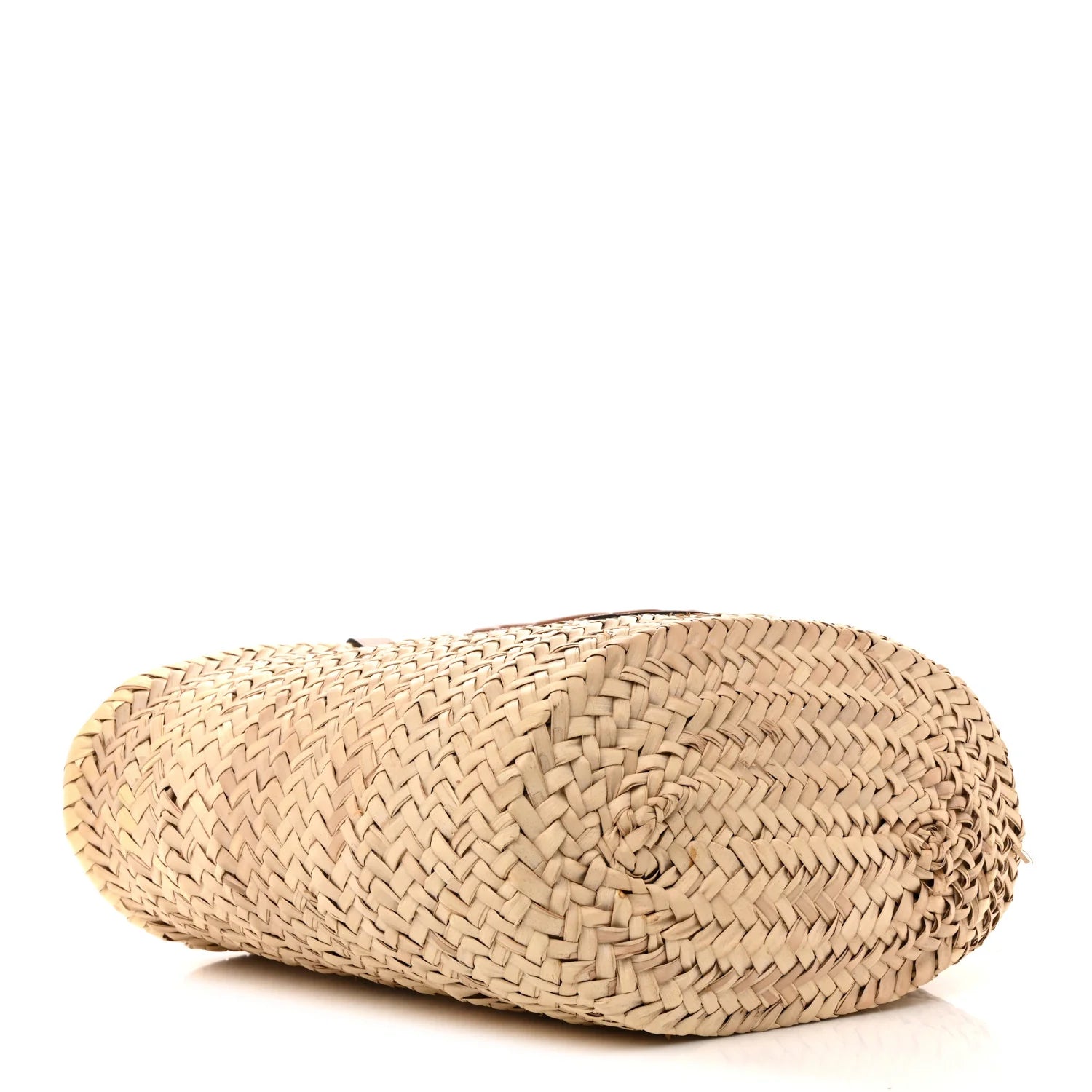 Raffia Calfskin Triomphe Medium Panier Tan