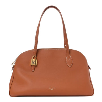 Grained Calfskin Low Key Duffle Tote Cognac