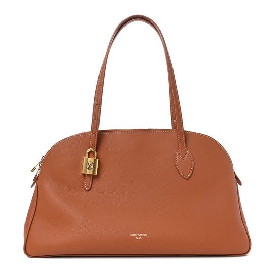 Grained Calfskin Low Key Duffle Tote Cognac
