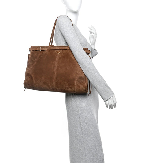 Suede Extra Large Bonnie Shoulder Bag Cocoa Brown