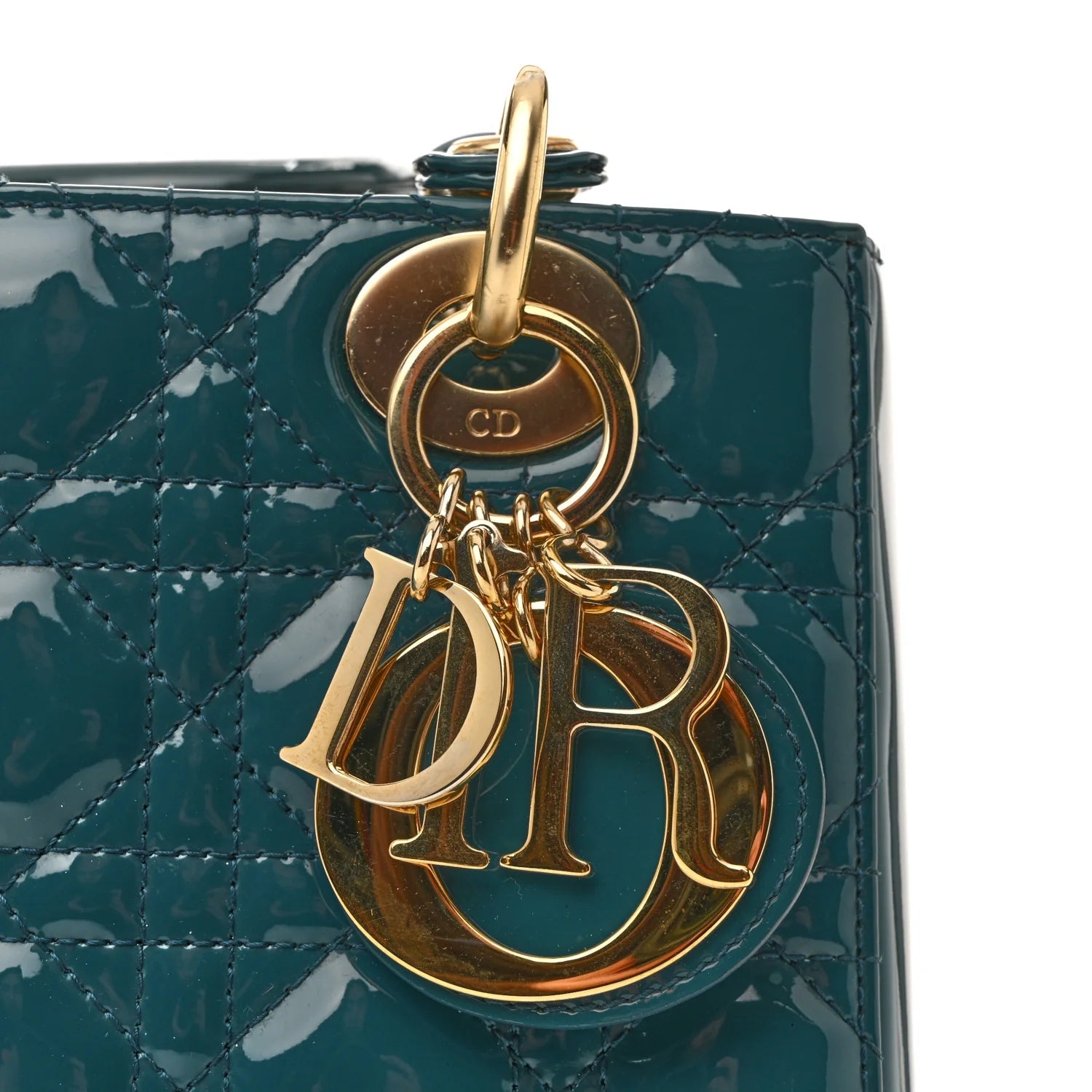 Patent Cannage Small Lady Dior Turquoise