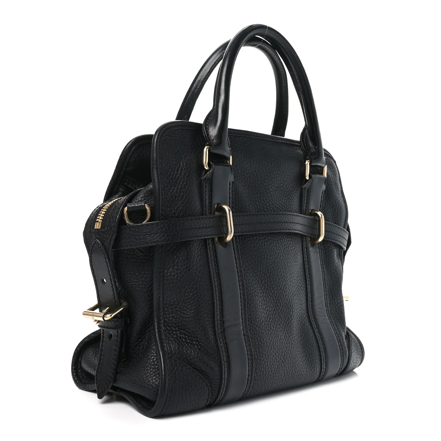 Grainy Calfskin Medium Minford Portrait Tote Black