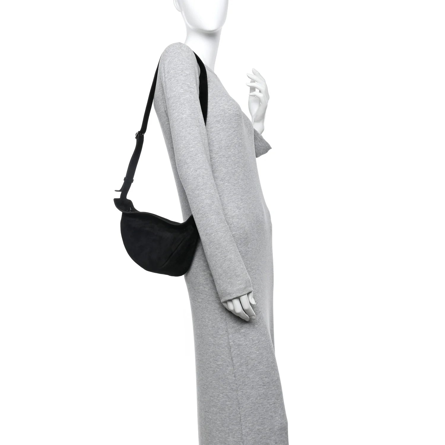 Suede Small Slouchy Banana Bag Black