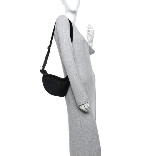 Suede Small Slouchy Banana Bag Black