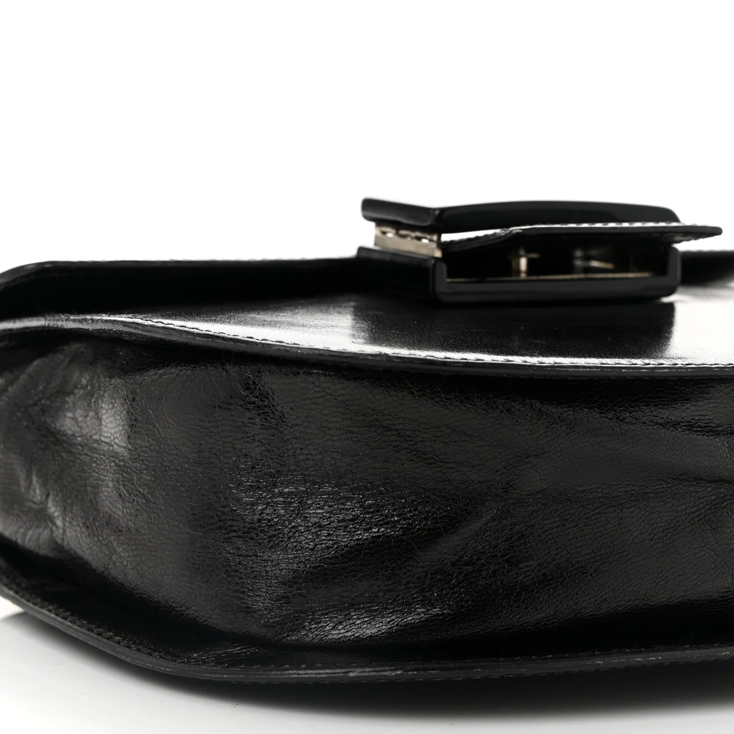 Spazzolato Fliplock Flap Shoulder Bag Black