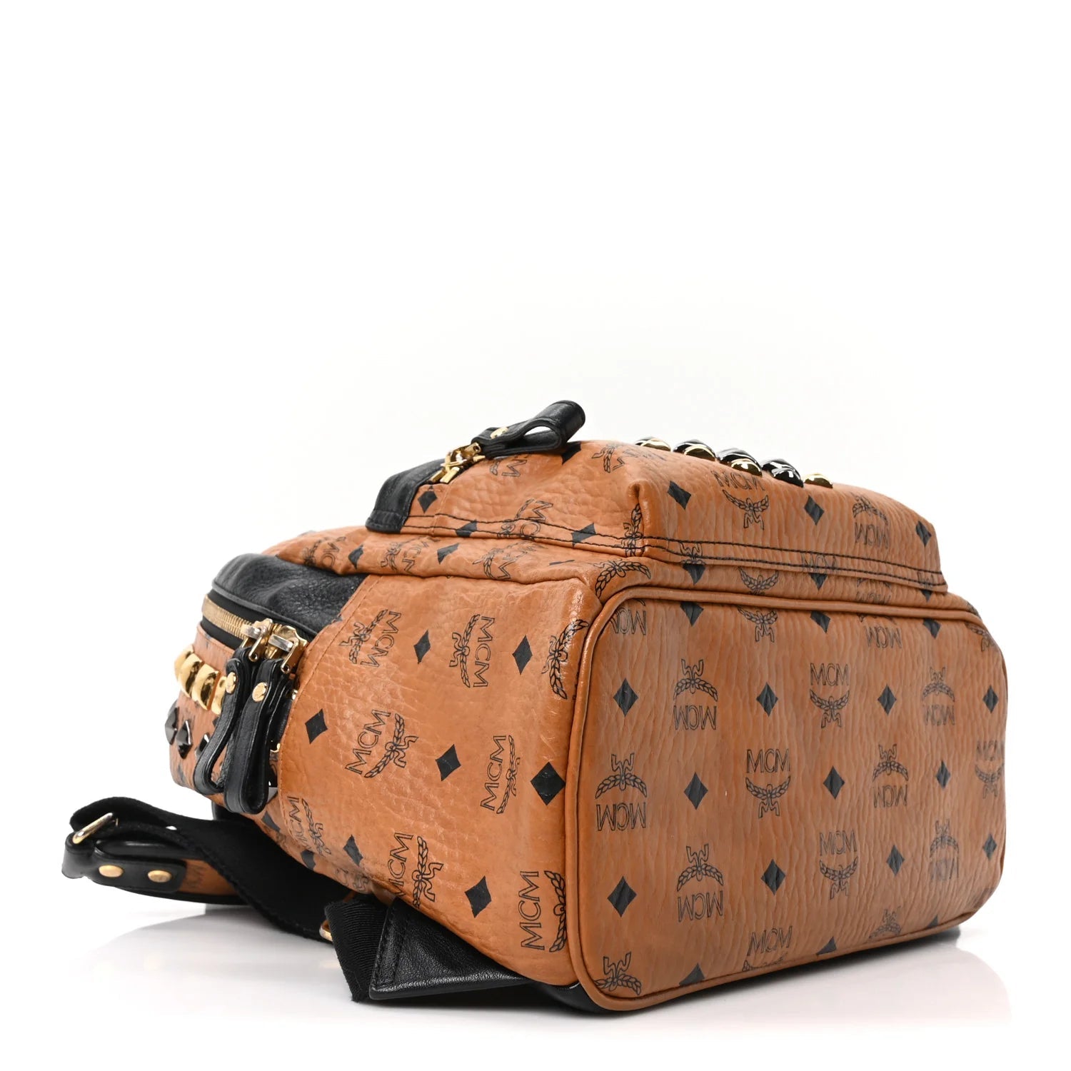 Visetos Studded Colorblock Small Stark Brock Backpack Cognac Black