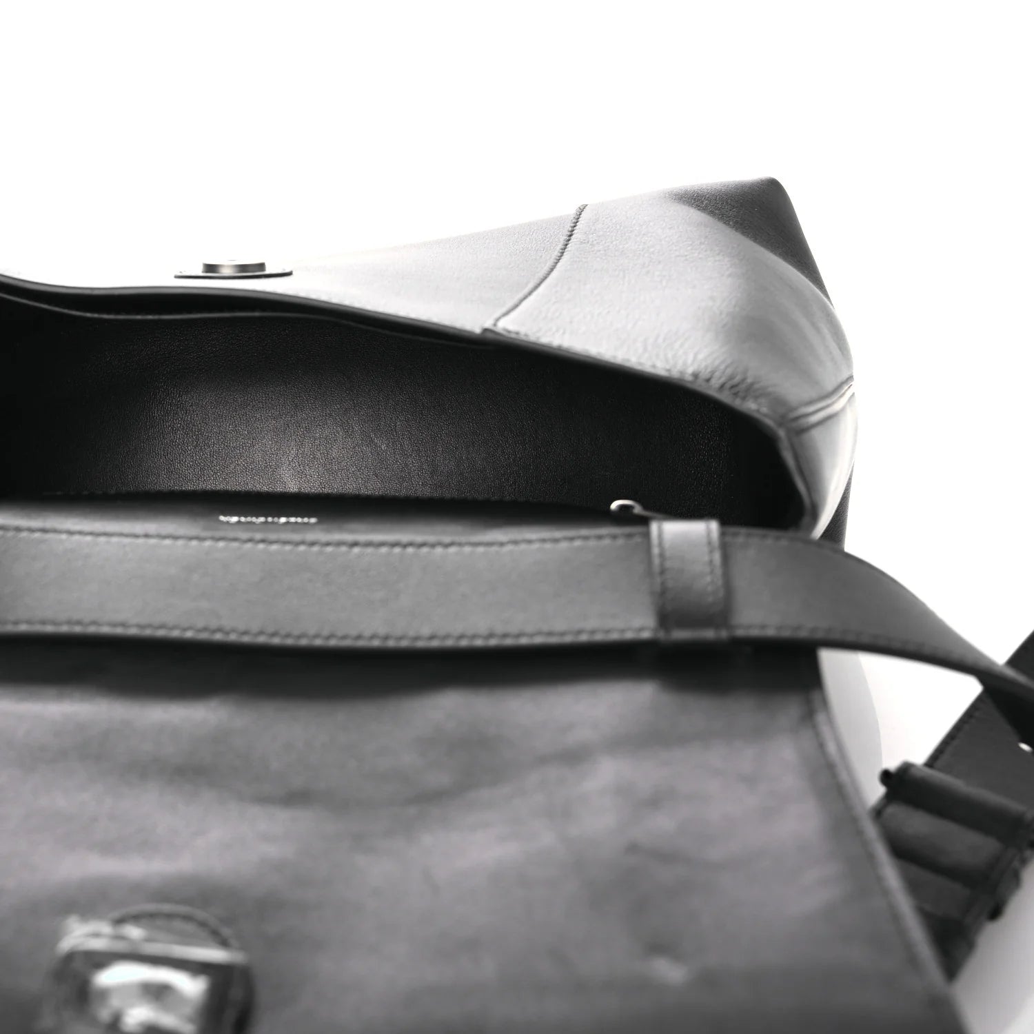 Semi Shiny Smooth Calfskin Monochrome M Downtown Shoulder Bag Black