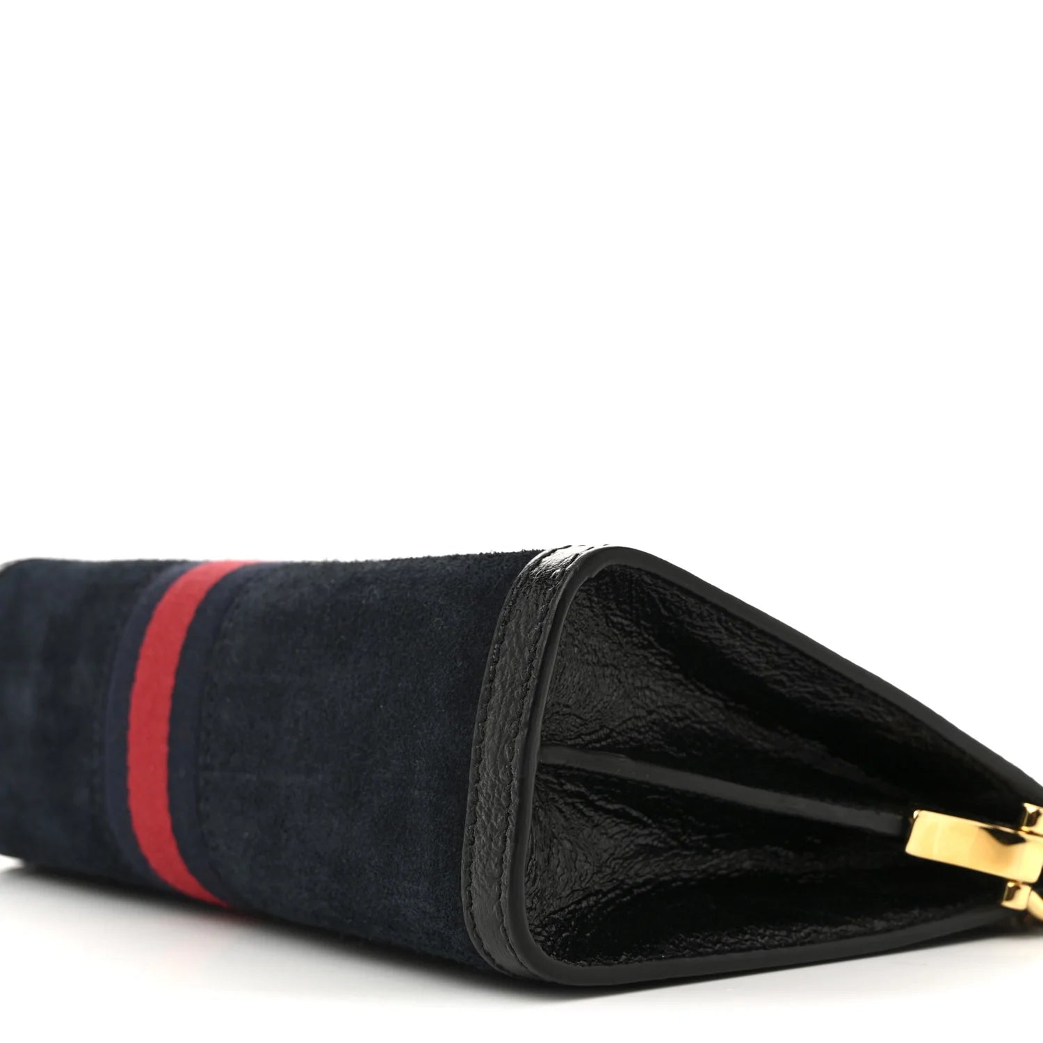 Suede Patent Web Dragon Embroidered Small Ophidia Chain Shoulder Bag Blue Black