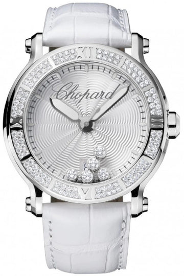Unworn  Happy Sport XL, Stainless Steel and Diamonds, 5 Floating Diamonds, 42Mm, Ref# 288525-3003, Box and Papers