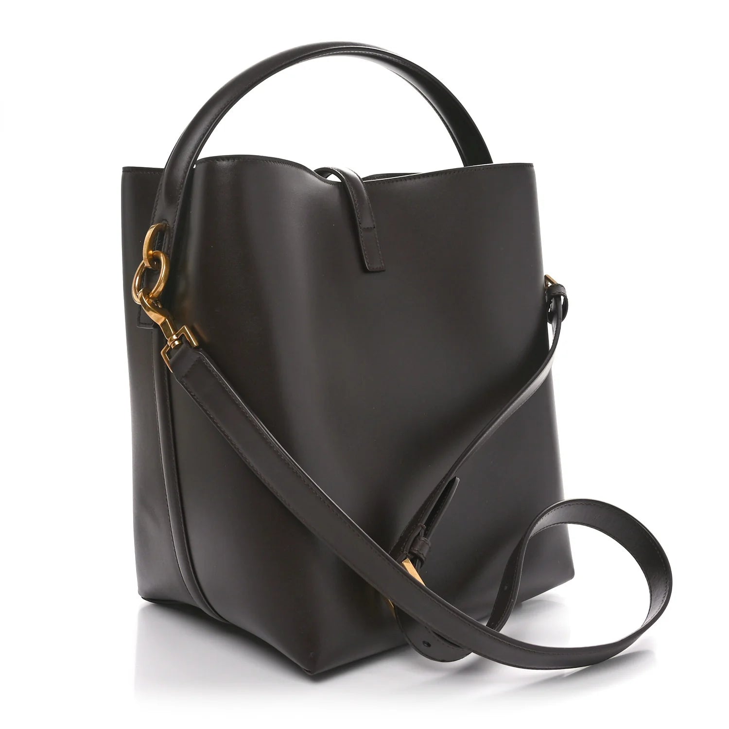 Shiny Calfskin Le 37 Bucket Bag Arabica