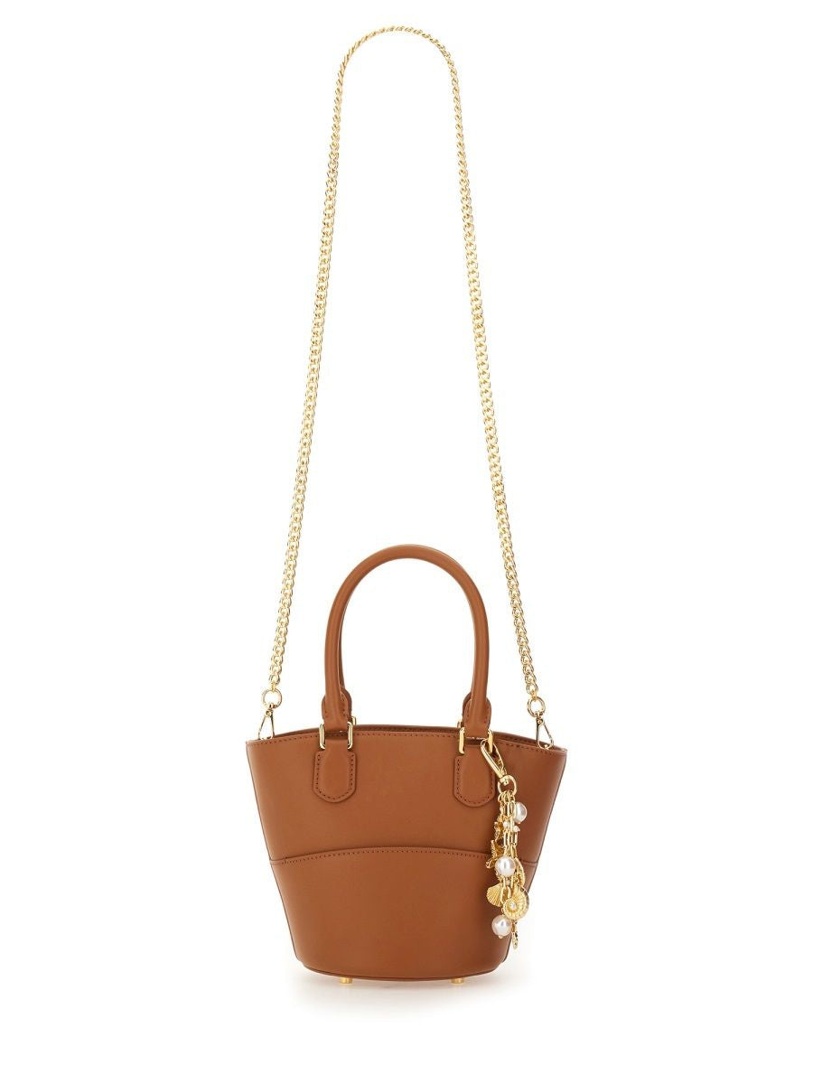LEATHER TOTE BAG with CHARM