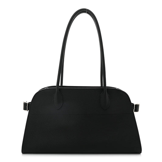 Matte Grained Calfskin Margaux Shoulder 12 Black