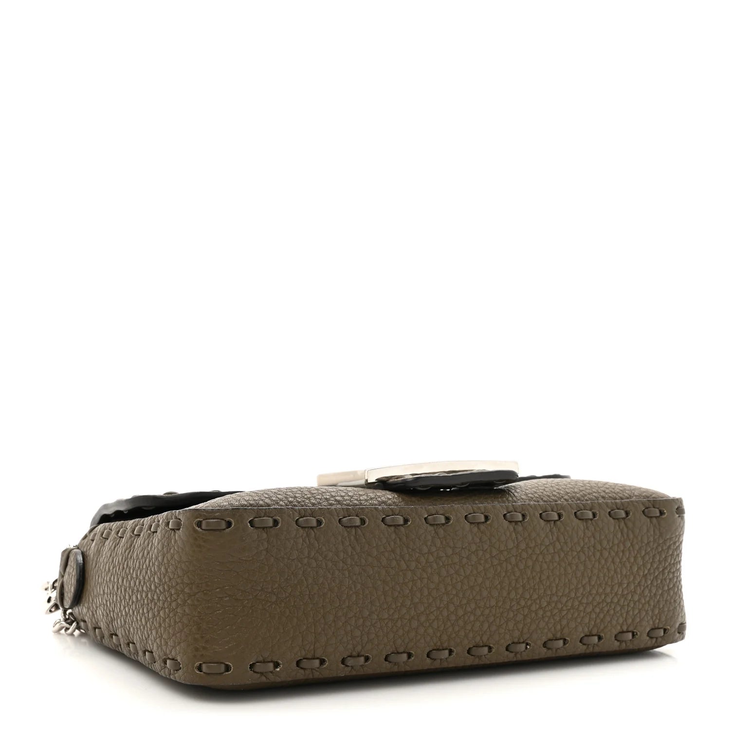 Cuoio Roma Sellerissima Nappa Sintetica Tape Stitch Mini Baguette Argento