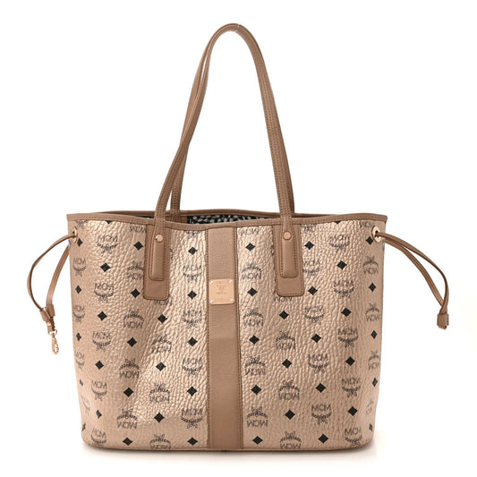 Metallic Visetos Medium Liz Reversible Shopper Tote Champagne Gold