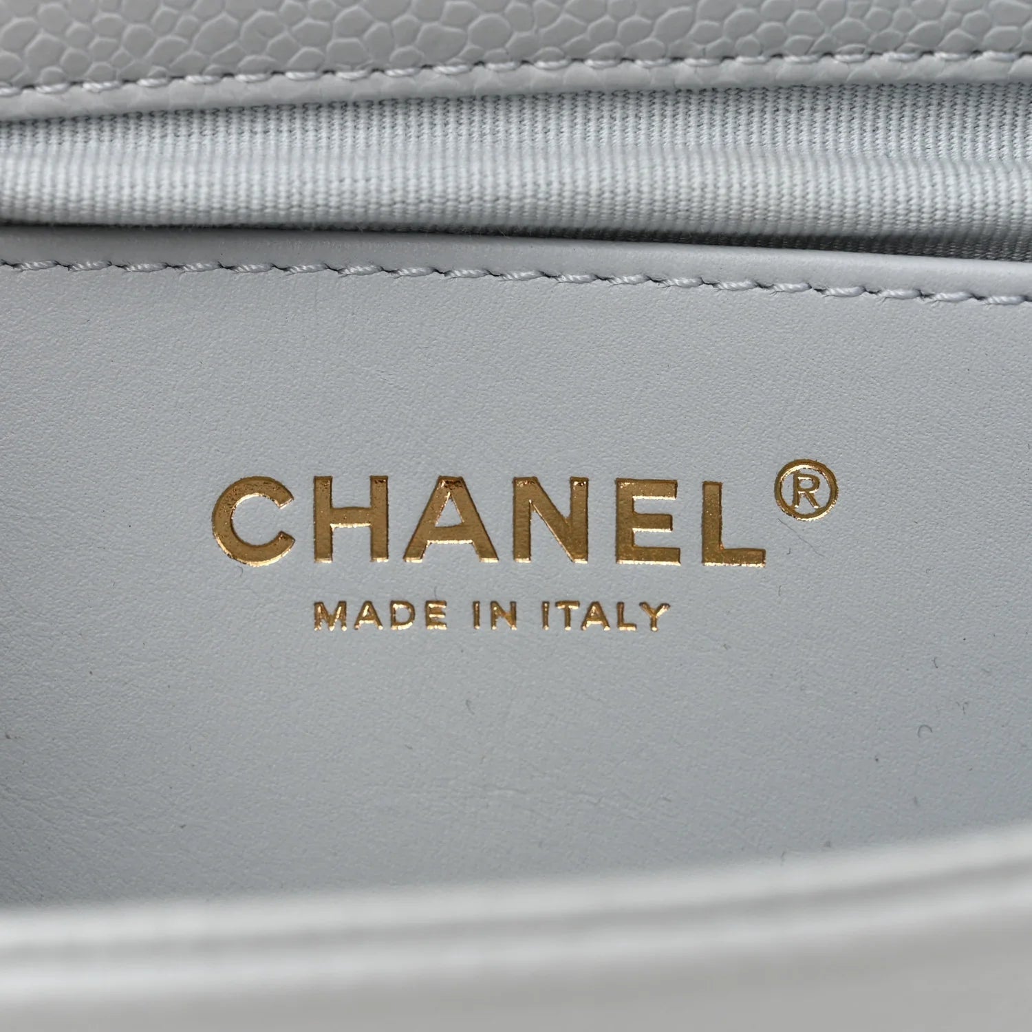 Shiny Caviar Mini Flap Bag Light Blue