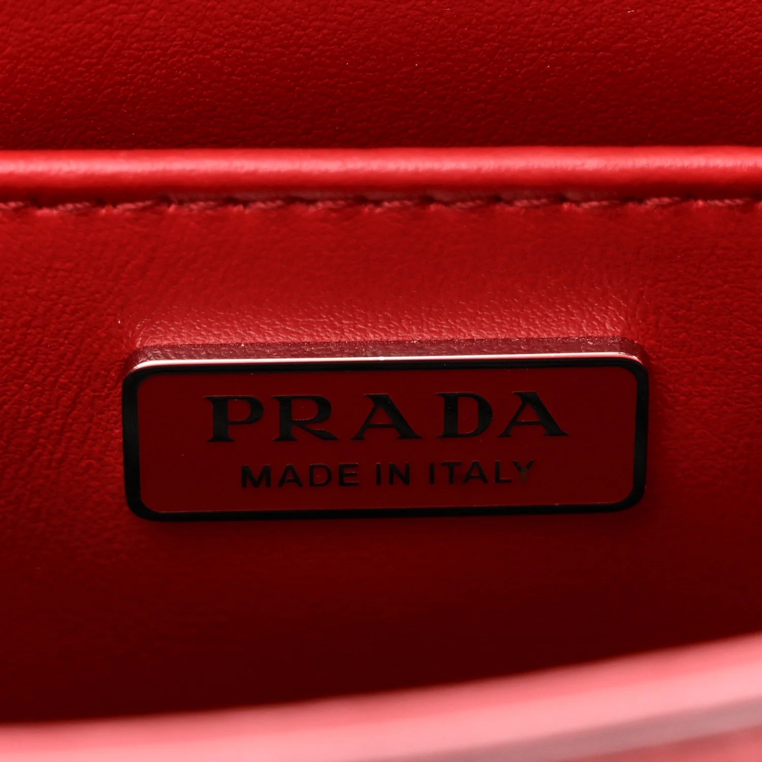 Spazzolato Metal Triangle Logo Small Double Handle Crossbody Tote Scarlatto