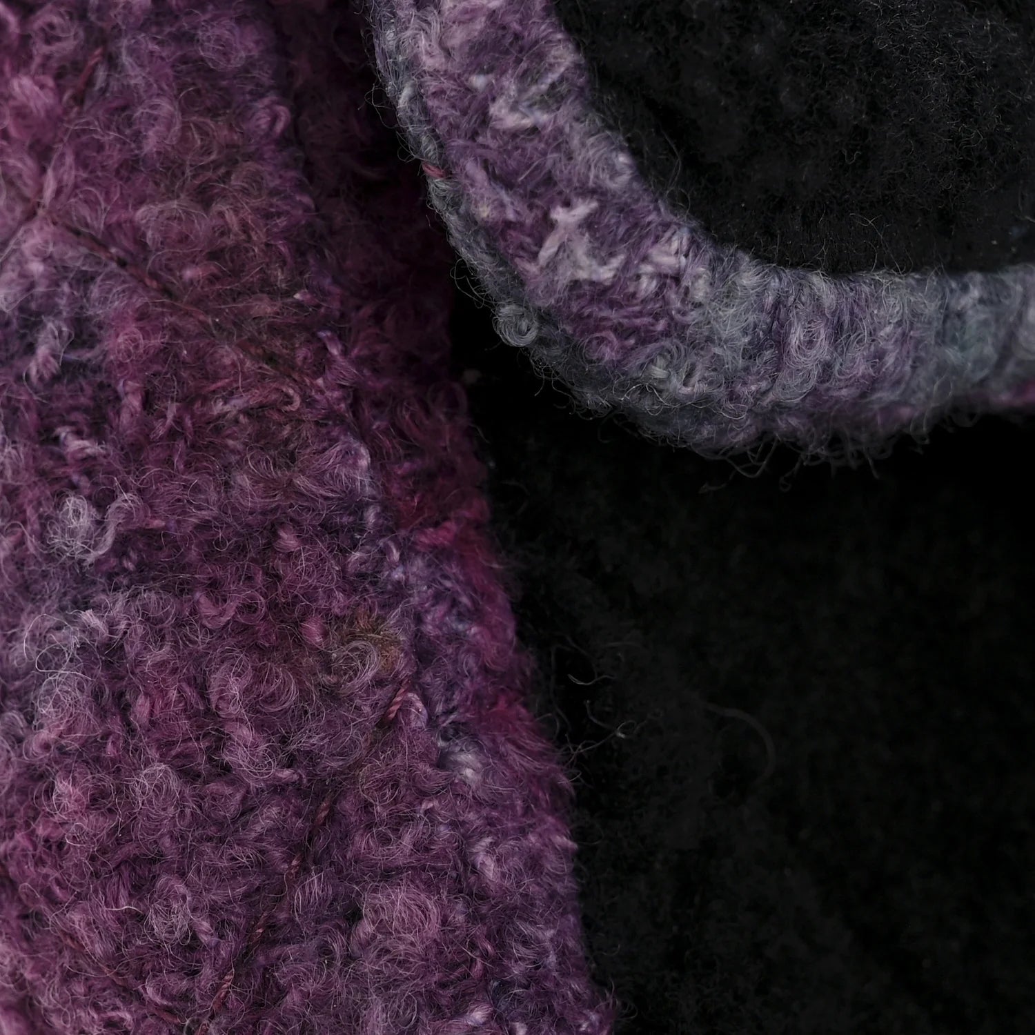 Shearling Tweed Quilted Mini Square Flap Bag Purple