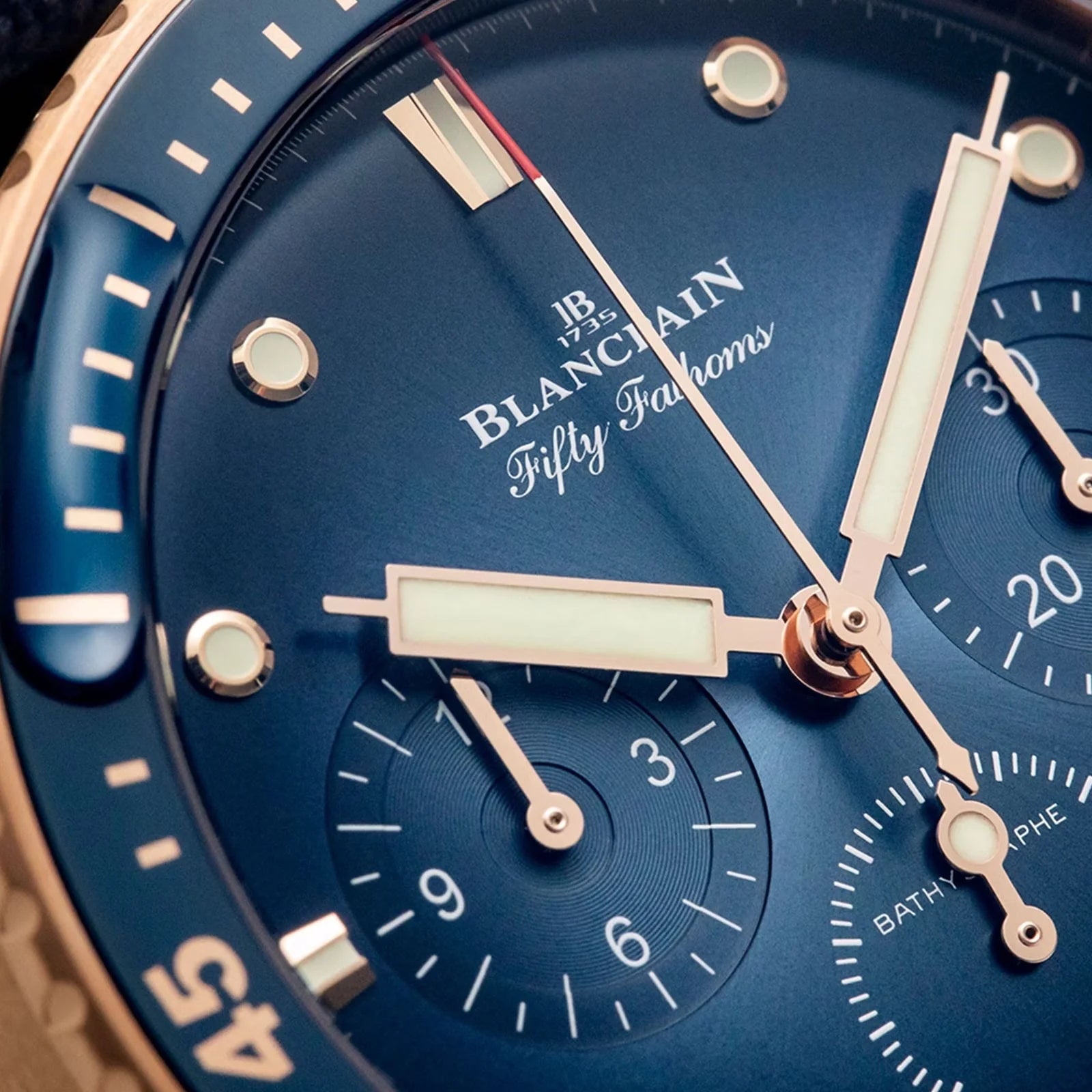 Unworn  Fifty Fathoms Bathyscaphe Chronographe Flyback, 18K Red Gold, 43Mm, Ref# 5200-3640-O52A, Box and Papers