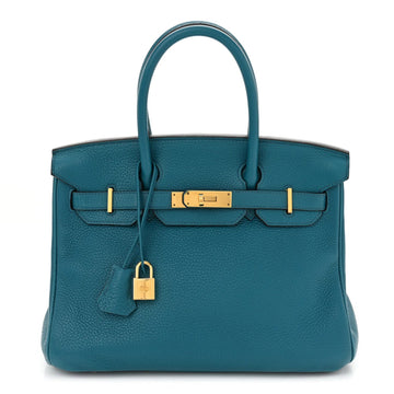 Taurillon Clemence Birkin 30 Bleu Izmir