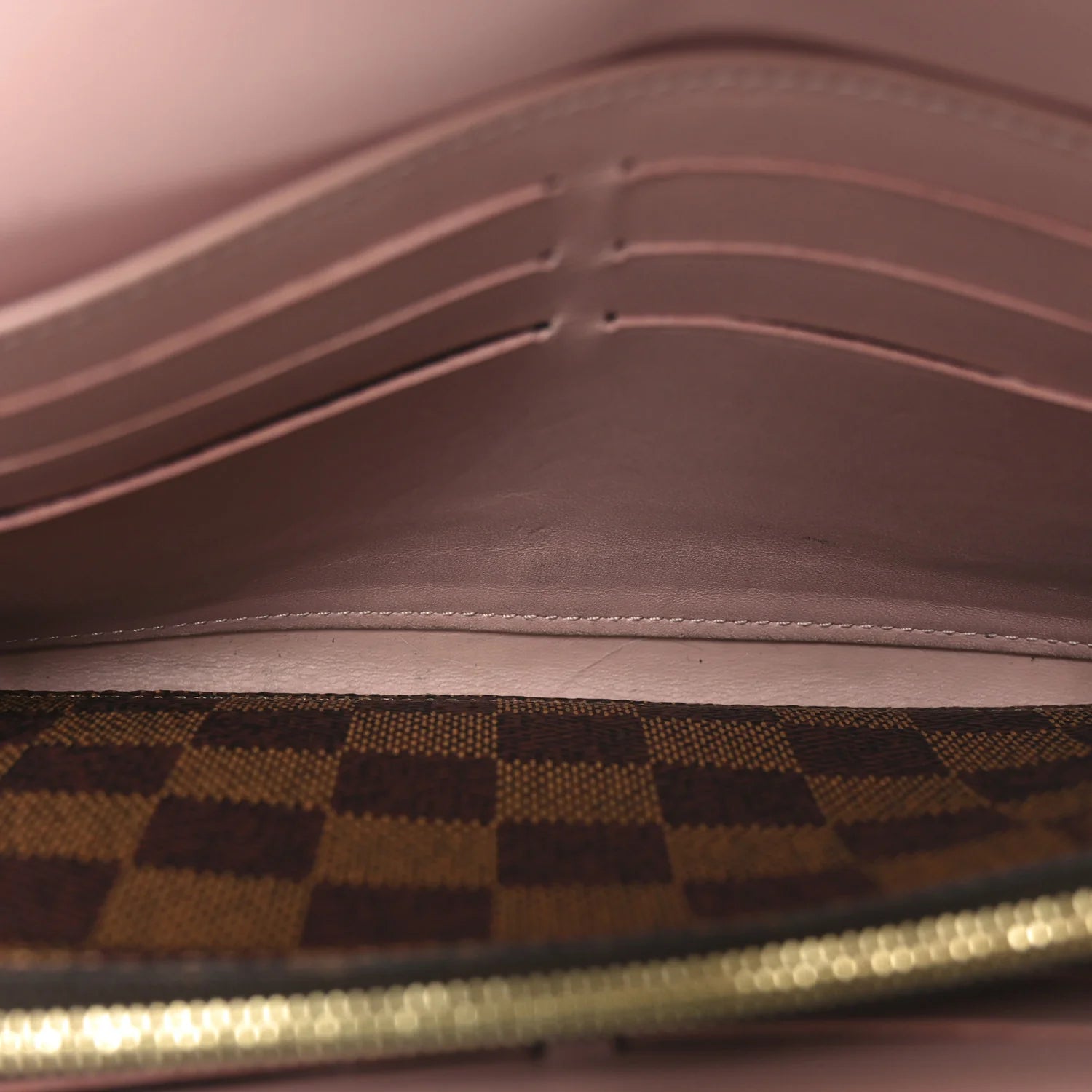 Damier Ebene Croisette Chain Wallet Rose Ballerine