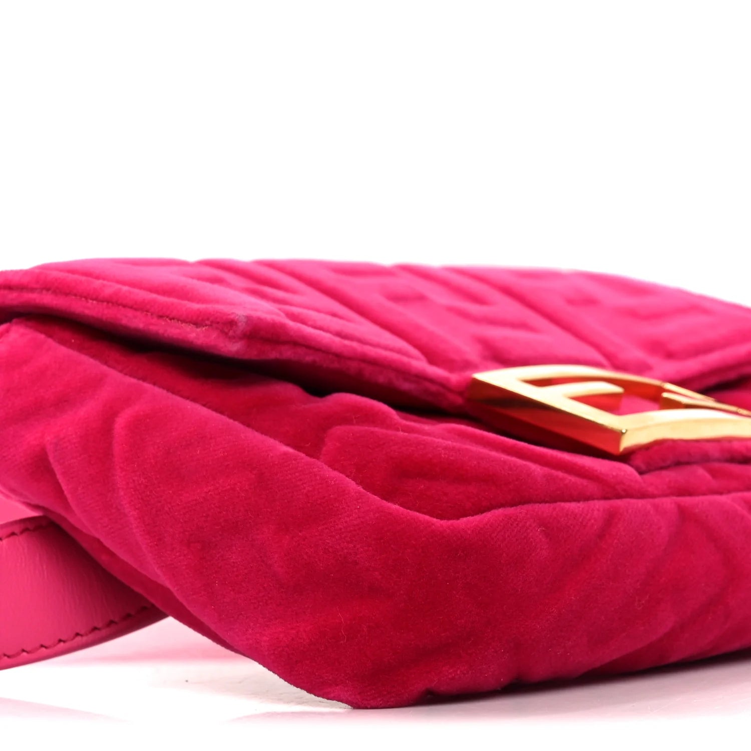 Velvet FF Embossed Hip Belt Baguette Bag Fuxia