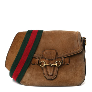 Suede Medium Lady Web Shoulder Bag New Marron