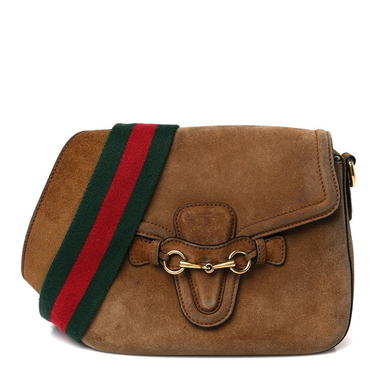 Suede Medium Lady Web Shoulder Bag New Marron