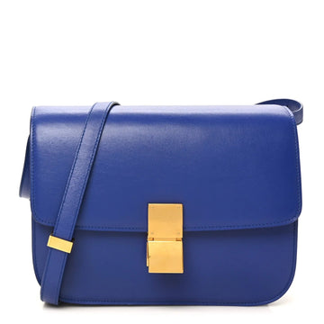 Smooth Calfskin Medium Classic Box Flap Bag Indigo