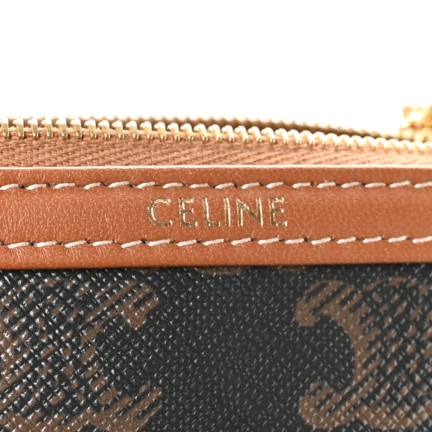 Triomphe Canvas Lambskin Clutch on Chain Tan